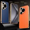 First Layer of Cowhide Lychee Texture Electroplated Frame Case For Huawei Pura 80 Ultra 70 Pro P60 P50 Mate 70 Pro + 60 50 Cover