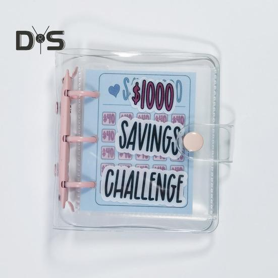 كتاب توفير المال محفظة لاصقة بإبزيم مقاوم للماء ومقاوم للتمزق غلاف PVC منتج جذاب لتوفير المال