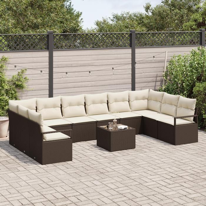VidaXL Ensemble de canapé de jardin 10 pièces avec coussins en poly rattan gris 3355237