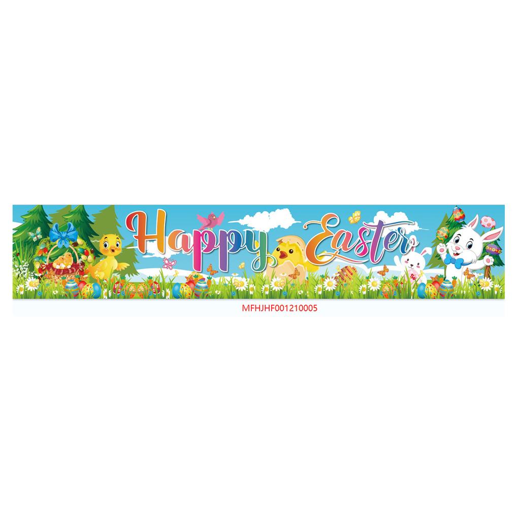 300 * 50Cm Easter Courtyard Porch Fence Decorative Banner Rabbit Egg Poster Custom