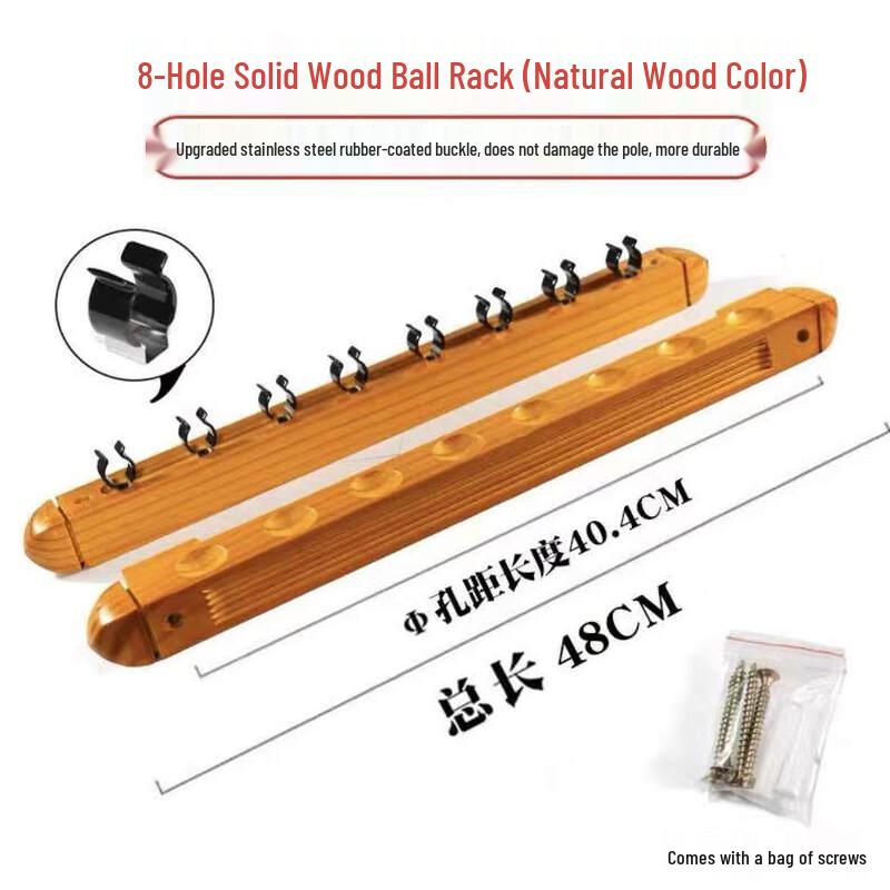 

8-Hole Solid Wood Wall-Mounted Billiard Cue Rack