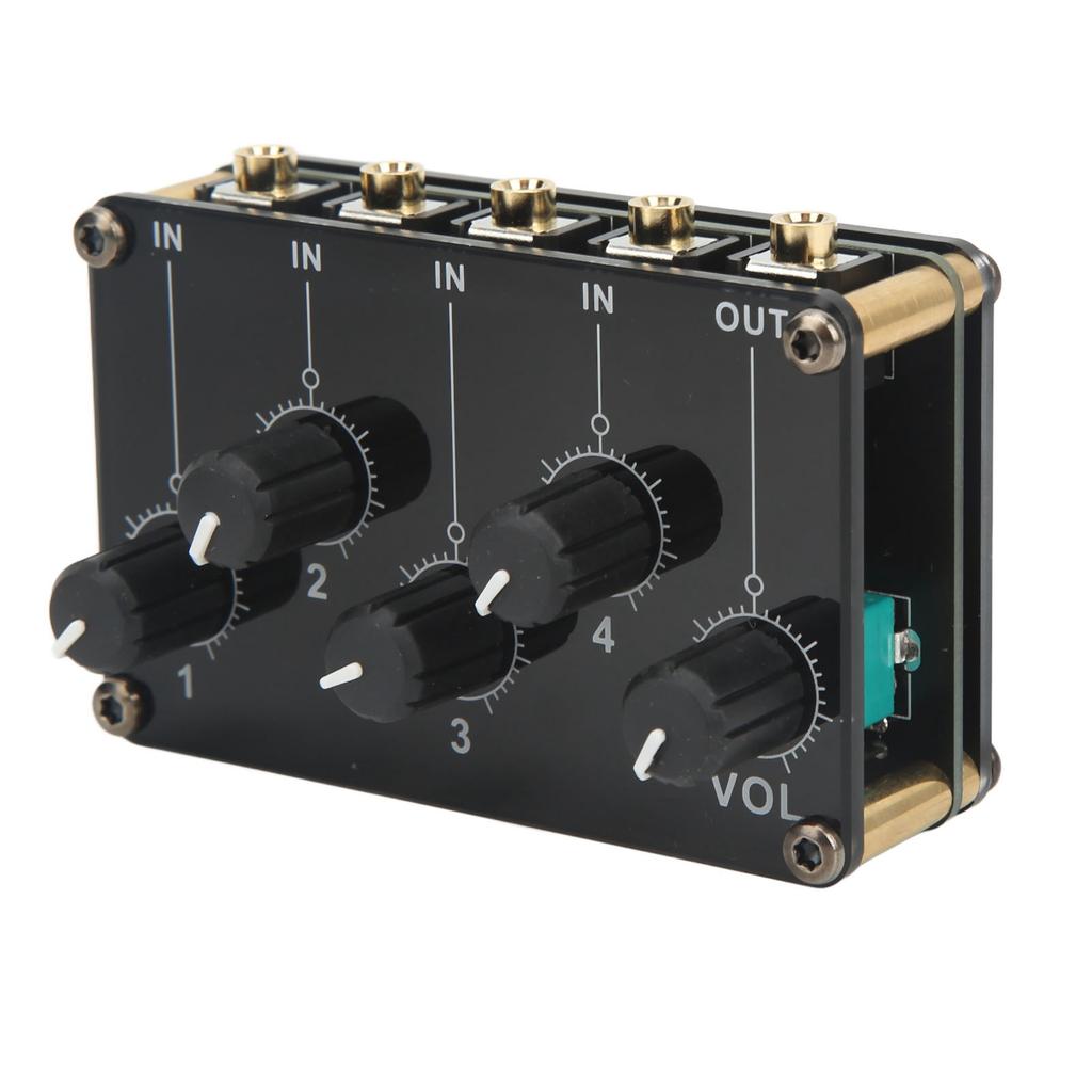 Audio Mixer 4 Input 1 Output Mini Sound Board Console Portable Passive Stereo Audio Mixer