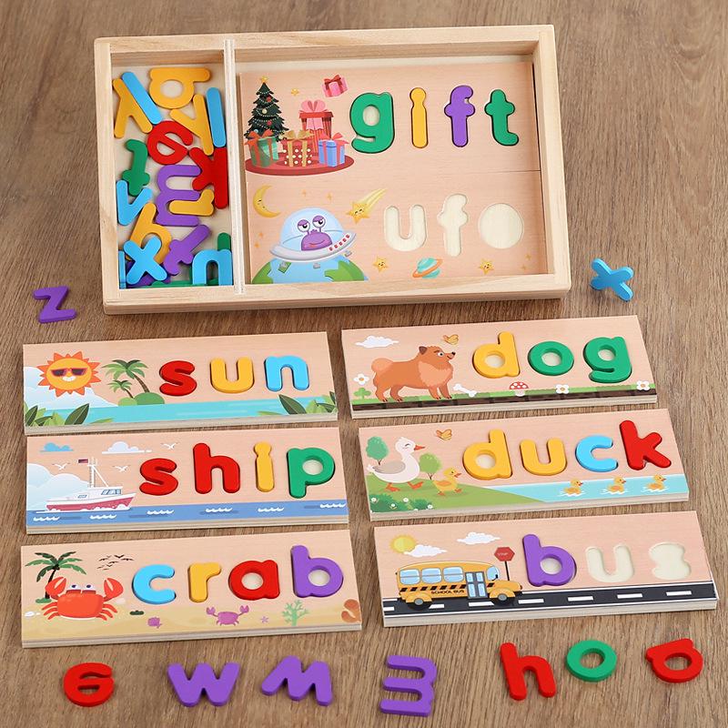 Children's Wooden Spelling & Matching Puzzle: Early Learning & Letter Recognition Toy