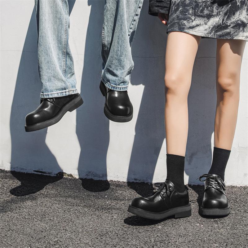 Niche boty s velkou špičkou pánské ležérní business kulatá špička derby boty 2024 tmavý britský styl trend 188188-J