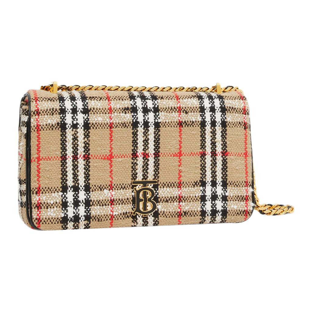 Burberry Lola Bag Floral Tweed Shoulder Bag, Crossbody Bag Medium Women's Brown 80630821