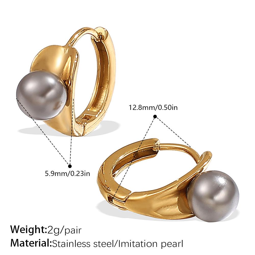 Personalized Imitation Pearl Premium Earrings Niche Design Stainless Steel Gold Rhinestone Versatile Earrings