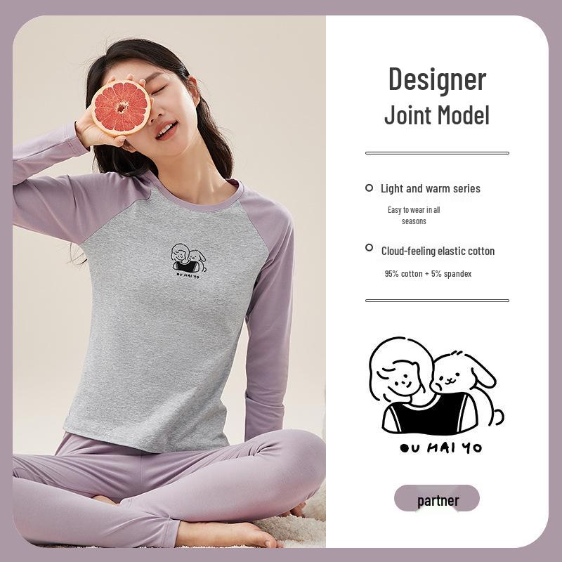 Teen Girl Autumn Cotton Thermal Set - Warm Long Underwear & Sweater