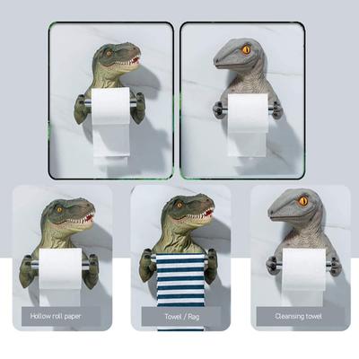 Wandmontierter 3D-Dinosaurier, der eine Rolle Toilettenpapier hält, Frühlings-Dinosaurier-Toilettenpapierhalter, Handtuchhalter, Badezimmer- und Schlafzimmerdekor