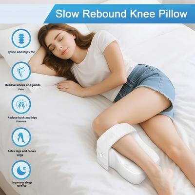 Memory Foam Knee Pillow Large Leg Pillow with Adjustable Strap Aligns Spine Sciatica Relief Back Knees Joints Support