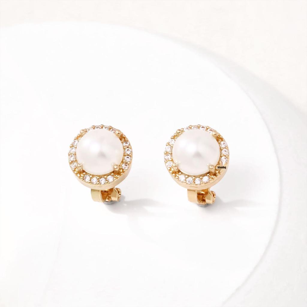 European & American Fashion Copper Pearl Zircon Ear Clips: Non-Pierced, Versatile Style
