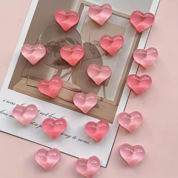 10pcs Adorable 3D Heart Fridge Magnets Resin Refrigerator Stickers Aesthetic Kitchen Decor Magnetic Whiteboard Decor for Girls
