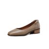 Fashion New Spring/Autumn Square Toe Women Pumps Chunky Heels Genuine Leather Loafers Shoes for Women Ladies Shoes Zapatos De Mujer