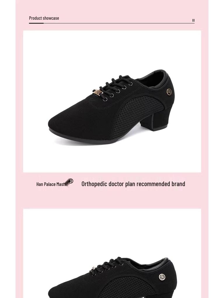 Damen Tanzschuhe mit Blockabsatz: Mittelhoher Absatz, Weiche Sohle für Ballsaal-, Latein- und Square Dance-Übungen