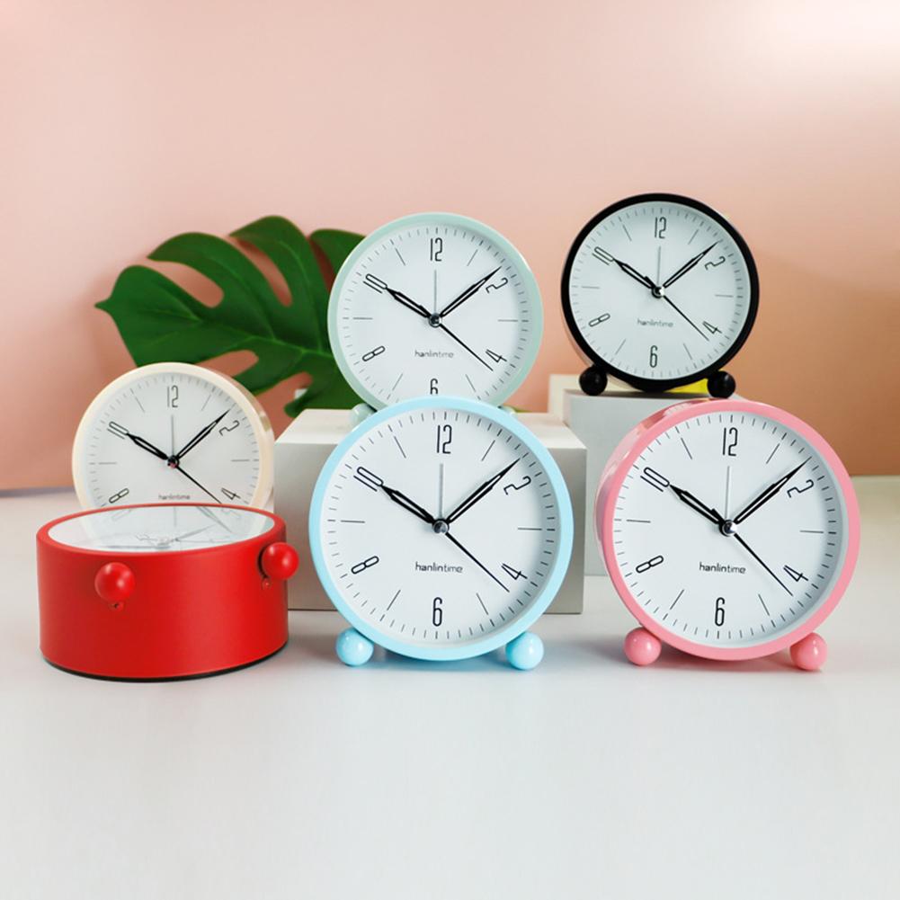 4 Inch Round Alarm Clock With Night Light Silent Large Digital Display Bedside Alarm Clock