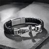 Classic Mens Leather Bracelet Stainless Steel Religious Bangles for Men Women The Cross of Jesus Catholic Jewelry Gifts