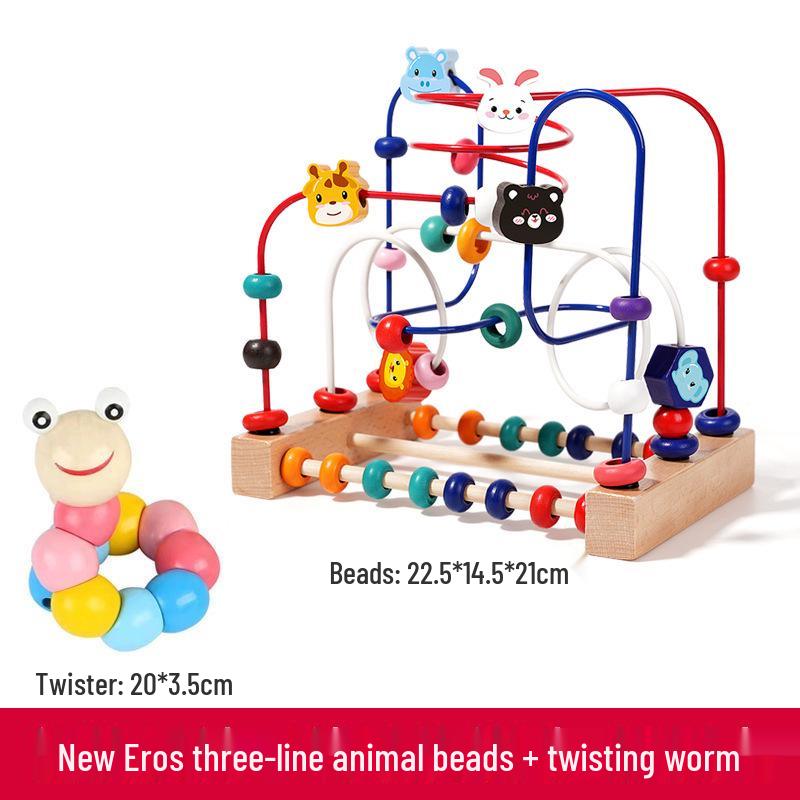 Montessori Wooden Animal Stringing Beads: Early Education & Hand-Eye Coordination Toy for Children Ages 3-6