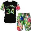 New Men's Tracksuits Men Summer Round Neck Short Sleeve T-shirt Shorts Tropics Pattern 3D Printing Fashion Trend Casual Set