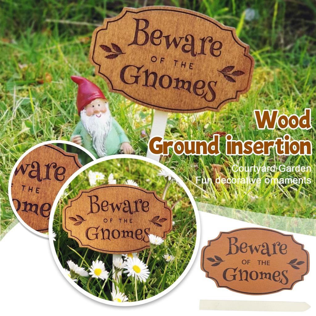 Beware Of Gnomes Sign, Garden Sign Accessories, Signs, Garden, Fun Decorative Ornaments, Holiday Ornaments