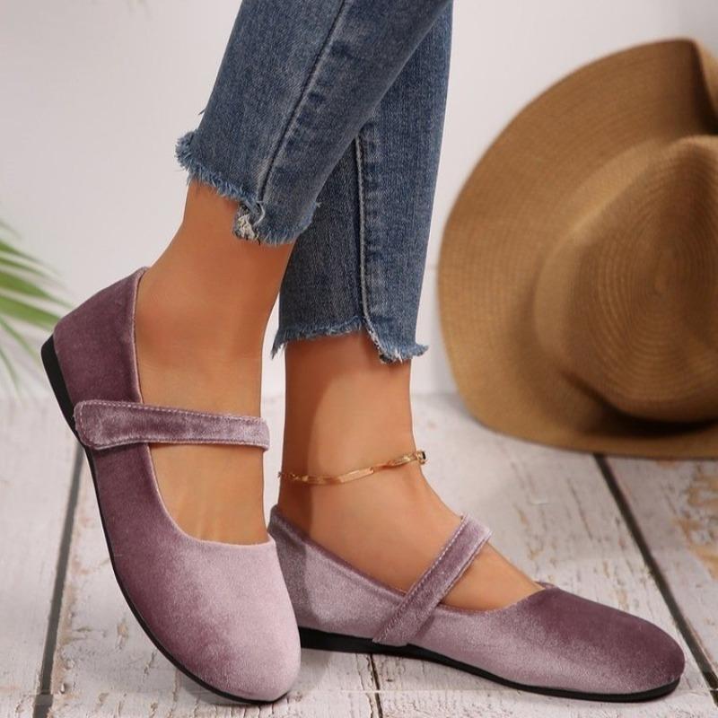 Fashion Suede Single Shoes Autumn New Round Toe Shallow Mouth One Strap Soft Sole Non-slip Wear-resistant Flat Low Top Shoes