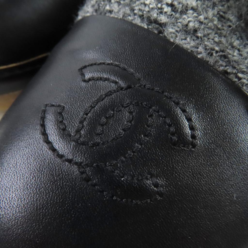 Great CHANEL sneakers Black Grey tweed Women 37 G30362 Used