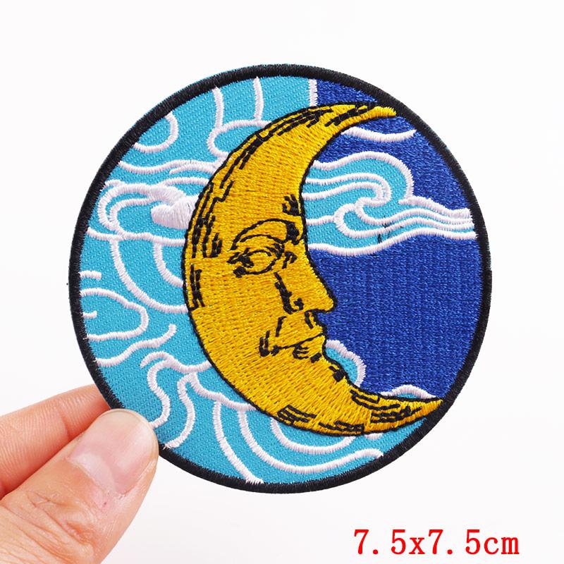 Cartoon Patch Sun Moon Embroidered Patches DIY Iron On Patches For Clothing Jackets Jenas Backpack Sew Embroidery Badges Sticker
