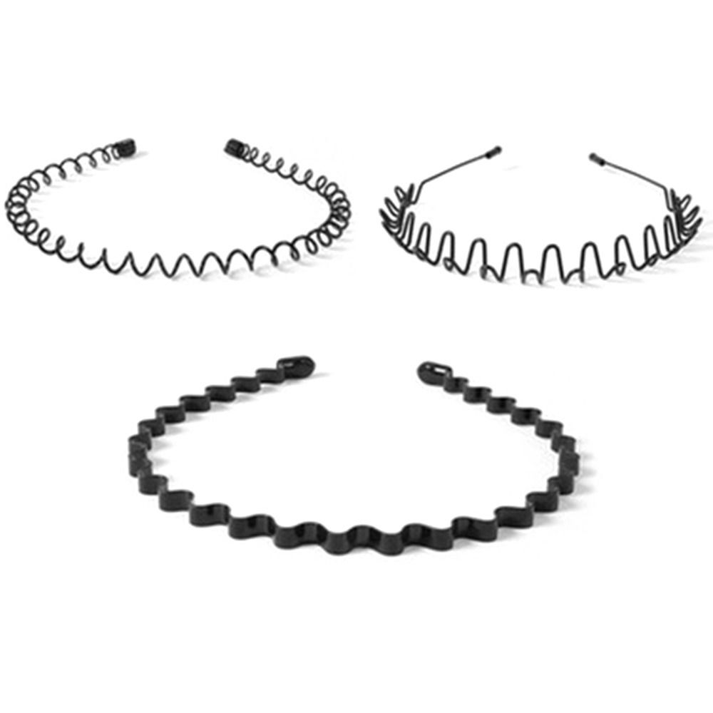 Alice Style Hair Styling Tool Sports Metal Hairband Wavy Headband Casual Headwear Black Head Hoop