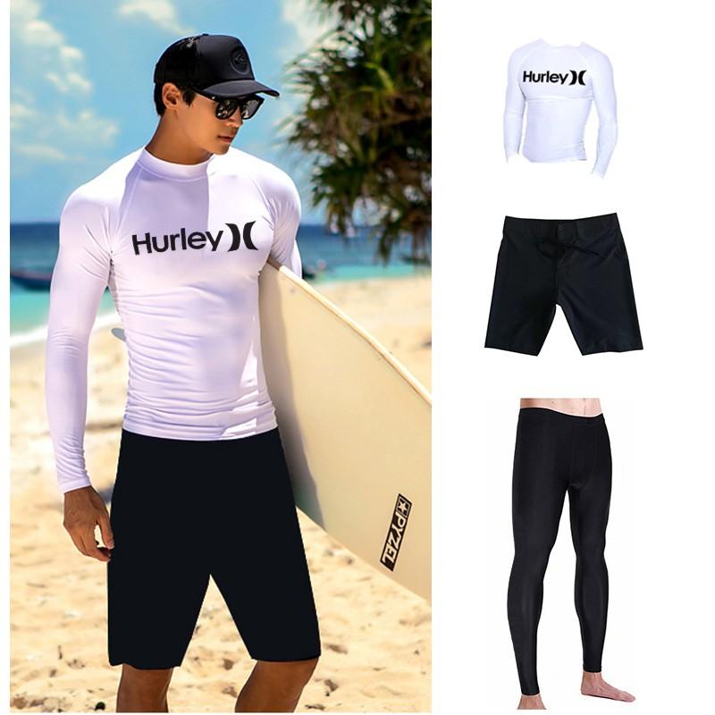 Mens Long Sleeve Rash Guard Top UV Protection Quick Dry Surfing Diving Swimsuit Water Sports