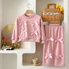 Korean Girls' Bow Sweet Top and Pants Two-Piece Outfit