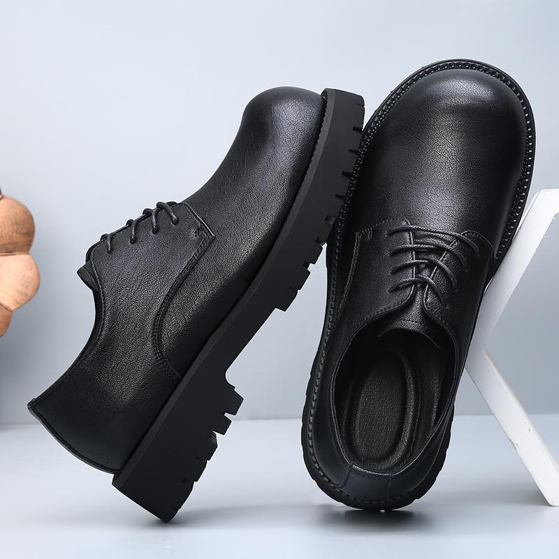 Fashion Derby men's leather shoes high-quality British Minimalist style Office and groom's wedding Black shoes dress Lace up suit