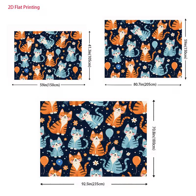 2D Cheerful Cat Tapestry, Cute Kittens for Kids Room Decor