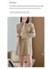 Women's Hooded Mid-Length Wool Sweater Dress, Loose-Fitting Knitted Outerwear, Solid Color, Long-Sleeved