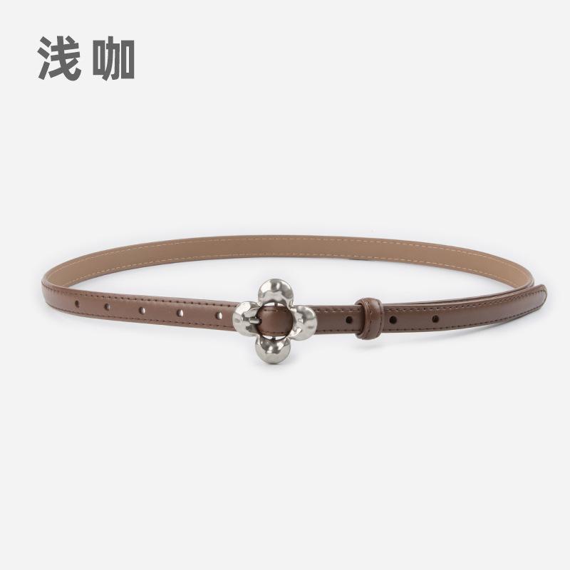 Flower Pin Buckle Leather Women'S Thin Belt Cowhide Women'S Jeans Casual Pants Women'S Belt