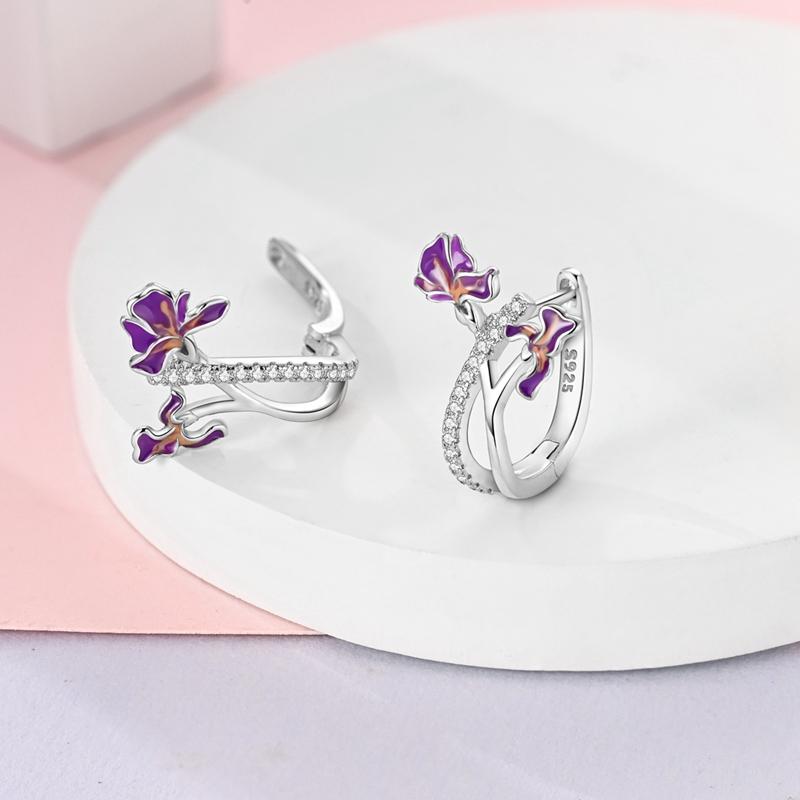 925 Silberfarbene Zirkonia-Stern-Creolen für Damen Schmuck Jubiläum Hochzeit Schmuckherstellung Geschenk