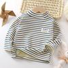 Children's Korean-Style Velvet Striped Winter Tops for Boys & Girls