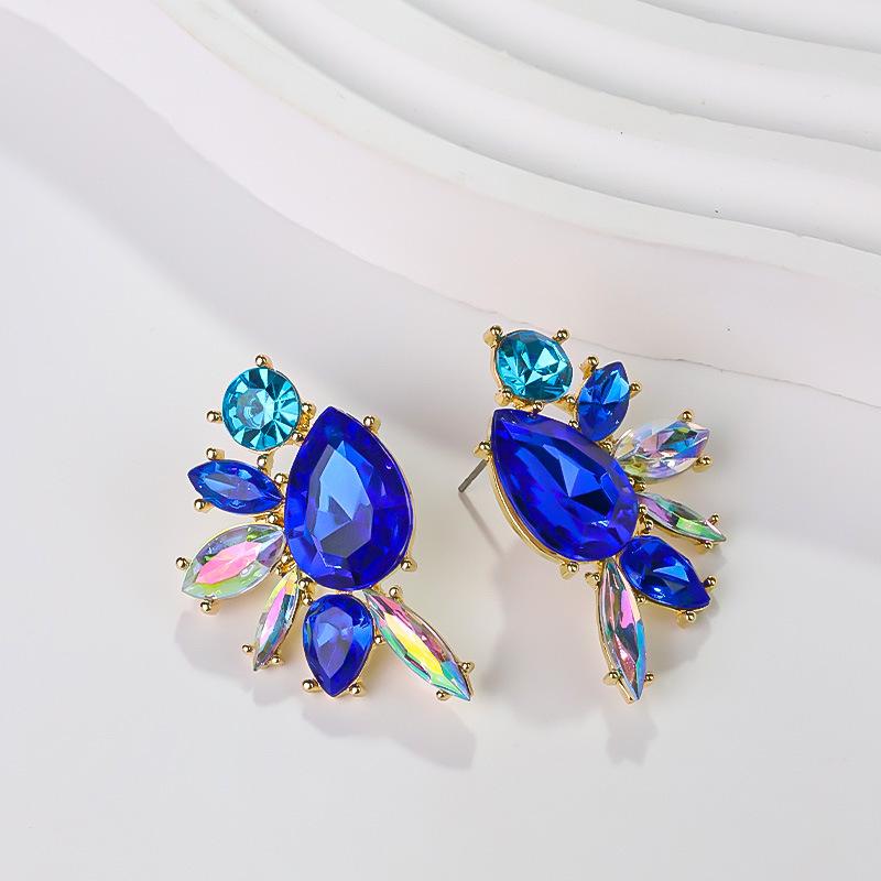 Boucles d'oreilles pendantes Zircon Fleur Colorée pour Femmes, Boucles d'oreilles pendantes Statement pour Fête & Usage Quotidien