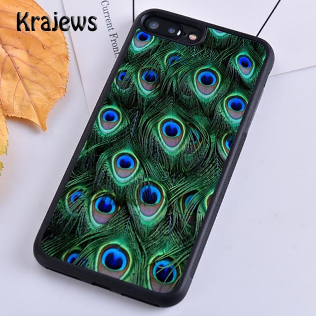 Krajews Turquoise Stone Flora Peacock Feather Phone Case For iPhone 17 Air 16 15 14 plus 11 12 13 pro max coque Fundas