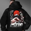 A Men'S Casual Stylish Japanese-Inspired Hoodie Featuring Mountain And Freedom Elements, Long-Sleeved Pullover, Regular Fit.