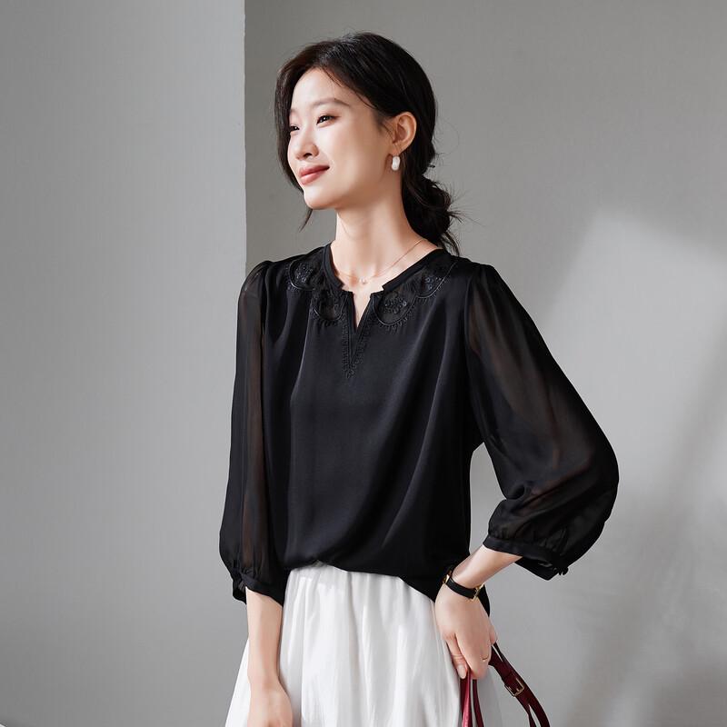 SOFSIL Women's Embroidered Silk Blend Blouse
