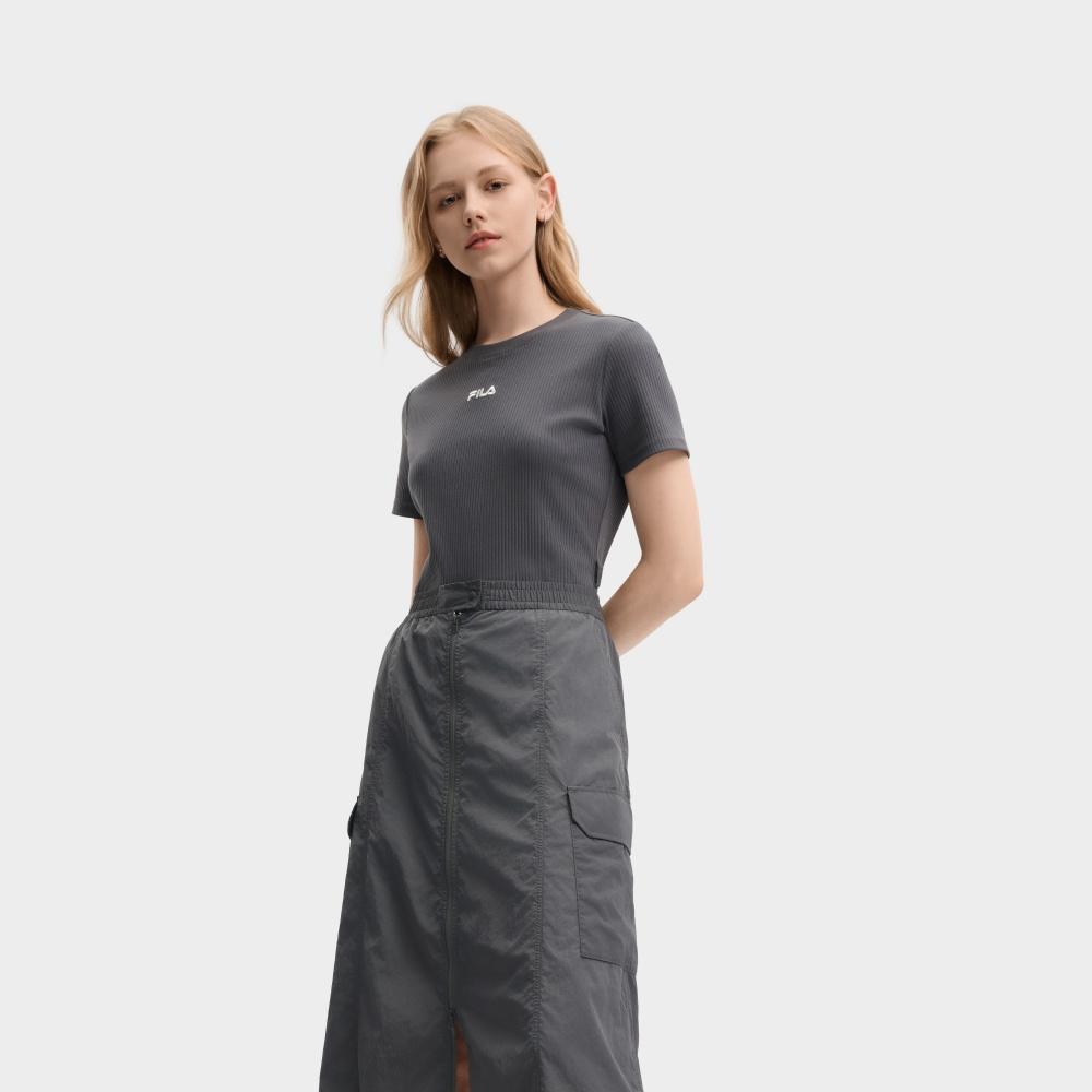 FILA Original Round Neck Solid Color Comfortable Simple Short Sleeve Dress Women dresses F11W639312FDY