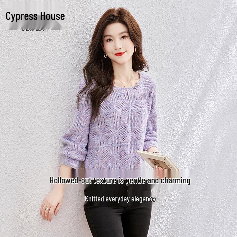 

Sibaishe Women s Autumn Hollow-Out Knit Pullover M