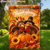 Thanksgiving Turkeys And Pumpkins Garden Flag - Single-Sided, Polyester, Outdoor Yard Decor