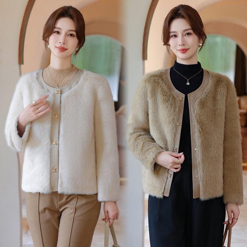 Women's fur coat medium women's short coat autumn and winter top fur integrated