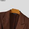 INCERUN Men Outfits Peak Lapel Long Sleeve Irregular Blazer Windbreaker Long Pants Casual Two Piece Suit Sets