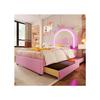 Unicorn Child Bed - 90 X 200 Cm - with Light Bar - 2 Drawers - Pink PU