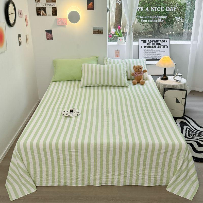 Skin Friendly and Comfortable Washed Cotton Striped Series Single Bed Sheet for Home Use, Double Student Dormitory, Single Bed Sheet
