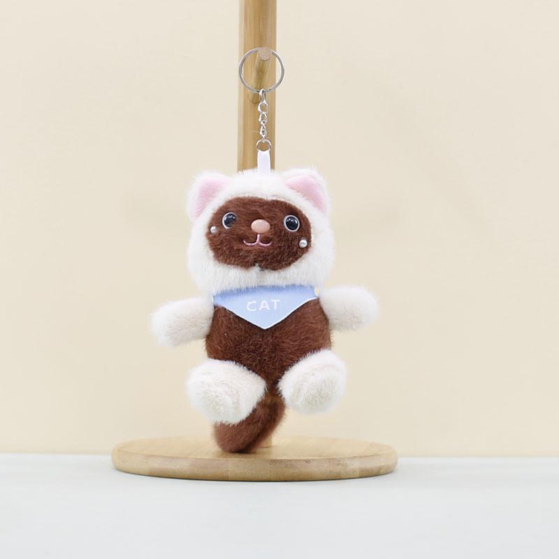 

Adorable Cat Plush Keychain With Cute Scarf Design Perfect For Bags And Dolls