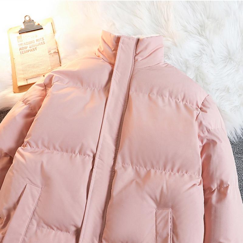 Stand-up Collar Cotton Clothing Men and Women Paragraph Thickened Loose Cotton Jacket Couples Paragraph Cotton Coat Men with Multiple Pockets Design