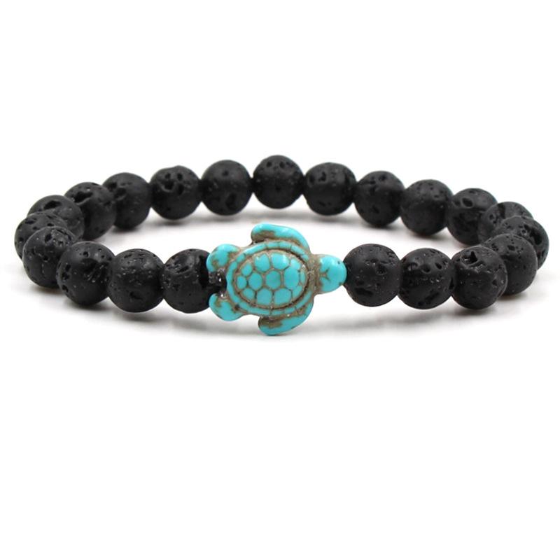 New Sea Turtle Beads Bracelets For Women Men Classic 14 Colors Natural Stone Elastic Friendship Bracelet Beach Jewelry Gifts