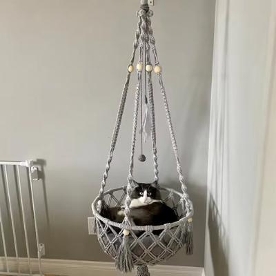 Velká 40x120cm Kočičí houpací síť Okno Makramé Roztomilá Pet Kočičí lůžka Kočičí dům Stan Kotě Kočičí doplňky s Kočičími hračkami Míčky