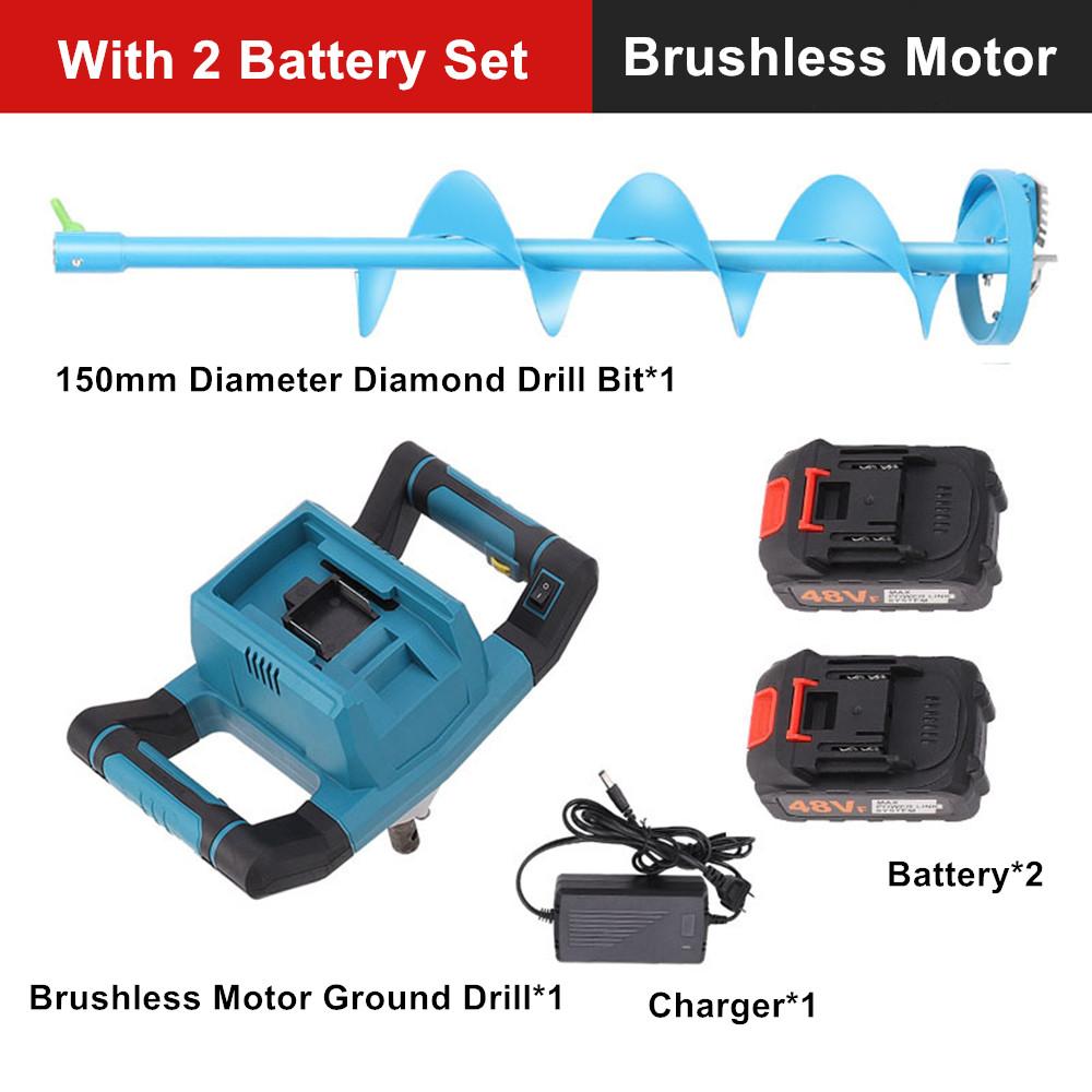Electric Alloy Ground Drill Winter Drilling Ice Farm Planting Boreholes Power Tool High Power Brushless Cordless Ground Drill